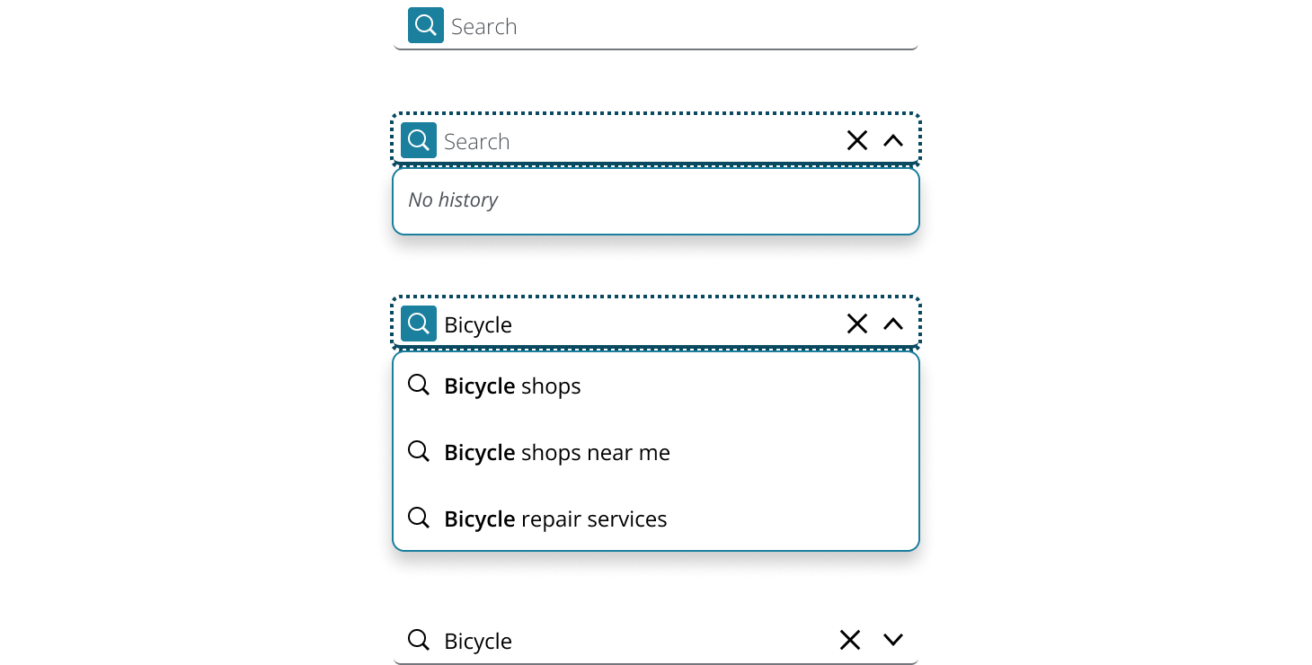 Examples of search when optional search button is on